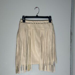 Cream Fringe Skirt- Pleather NWOT
